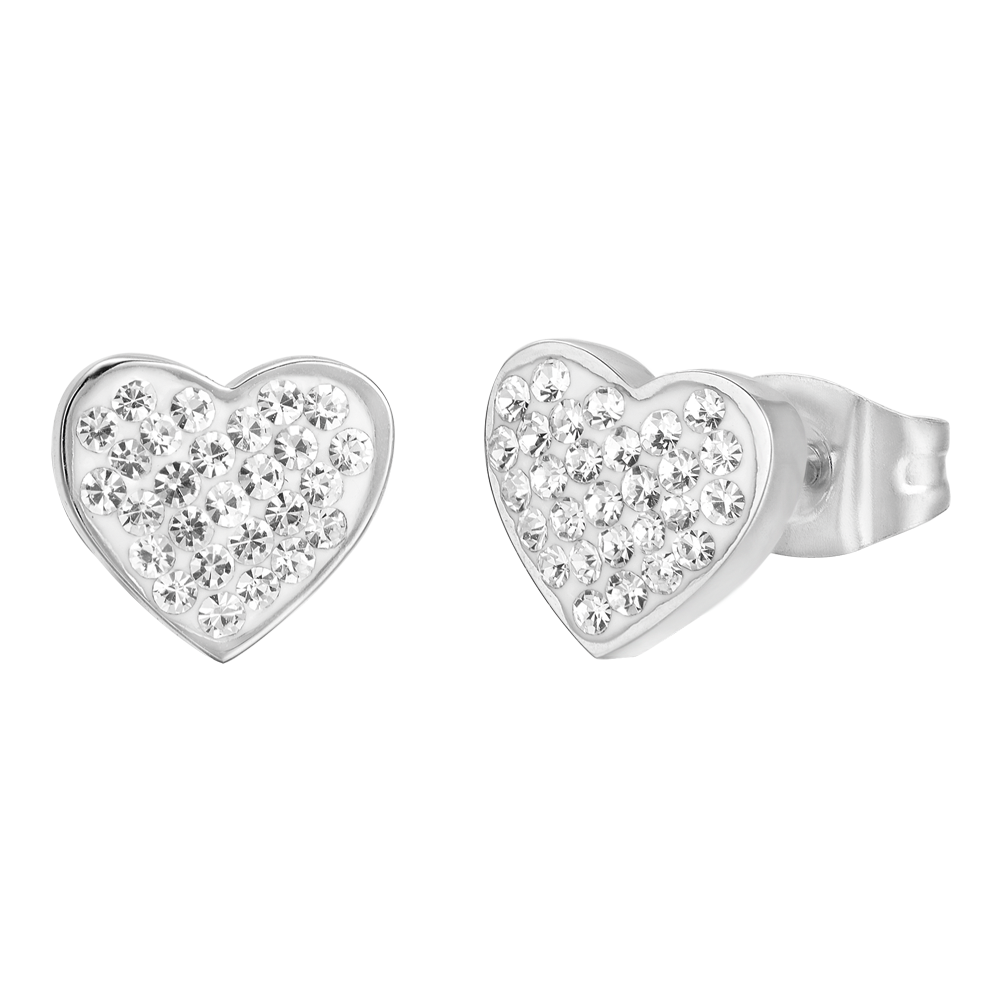 PENDIENTES DE ACERO PARA MUJER CON CORAZONES Y CRISTALES