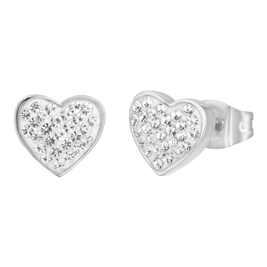 PENDIENTES DE ACERO PARA MUJER CON CORAZONES Y CRISTALES