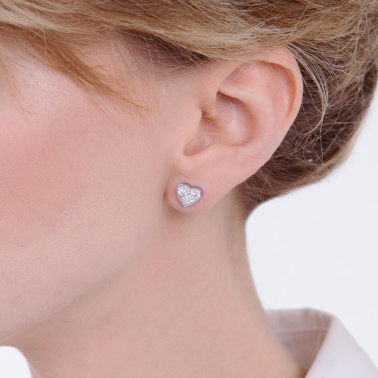 PENDIENTES DE ACERO PARA MUJER CON CORAZONES Y CRISTALES