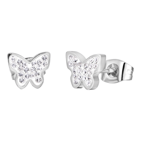 PENDIENTES DE ACERO PARA MUJER CON MARIPOSA Y CRISTALES