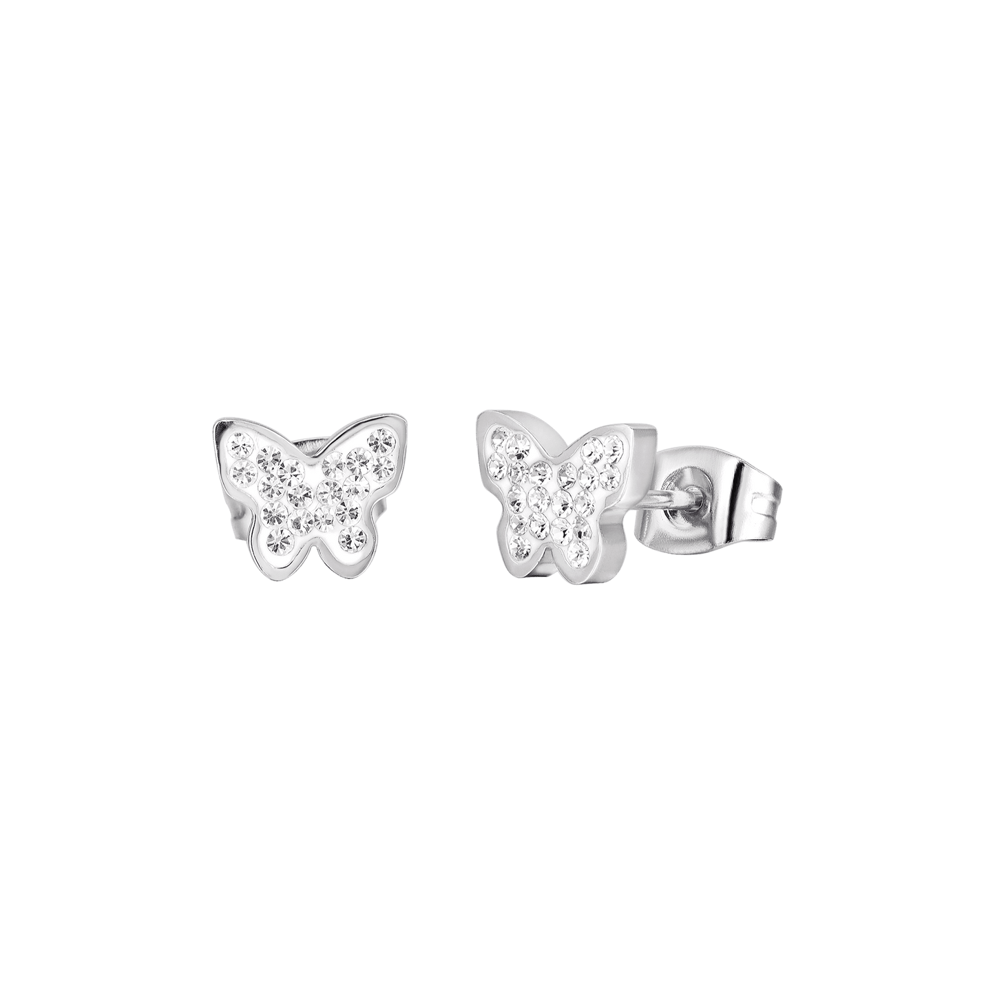 PENDIENTES DE ACERO PARA MUJER CON MARIPOSA Y CRISTALES