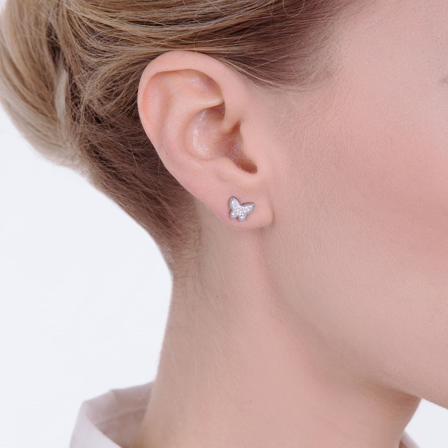 PENDIENTES DE ACERO PARA MUJER CON MARIPOSA Y CRISTALES