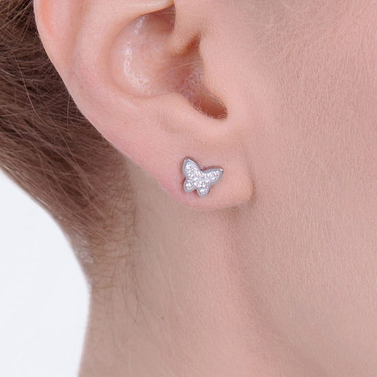 PENDIENTES DE ACERO PARA MUJER CON MARIPOSA Y CRISTALES