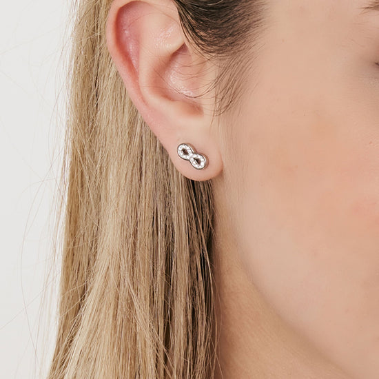 PENDIENTES DE ACERO PARA MUJER CON INFINITO Y CRISTALES