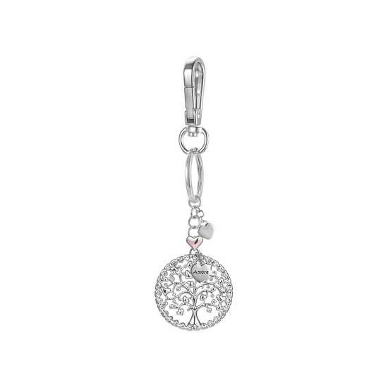 LLAVE DE ACERO PARA MUJER CON ÁRBOL DE LA VIDA Y CORAZÓN DE ROSA Luca Barra