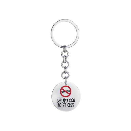 LLAVERO DE ACERO PARA MUJER CON LA FRASE I CLOSE WITH STRESS
