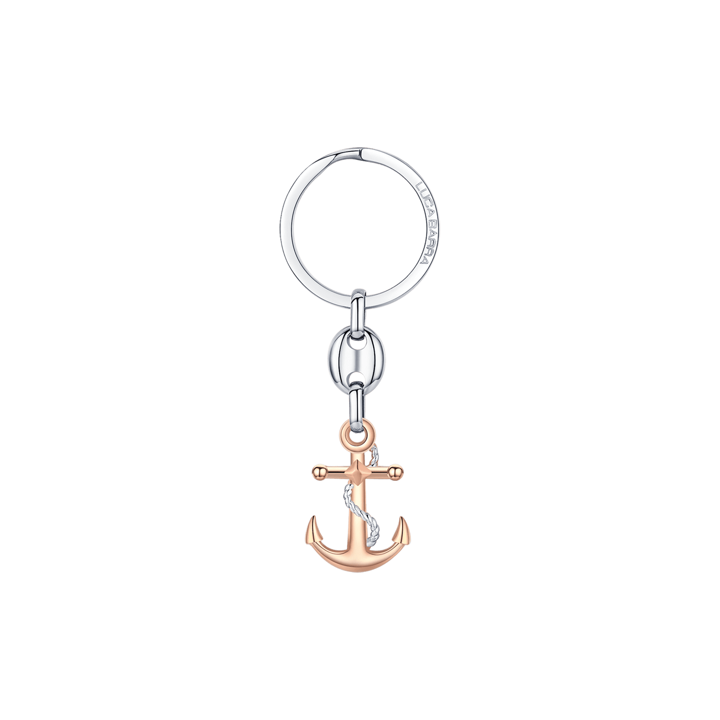 LLAVERO DE ACERO PARA HOMBRE CON ANCLA IP ROSE Y ELEMENTO DE ACERO