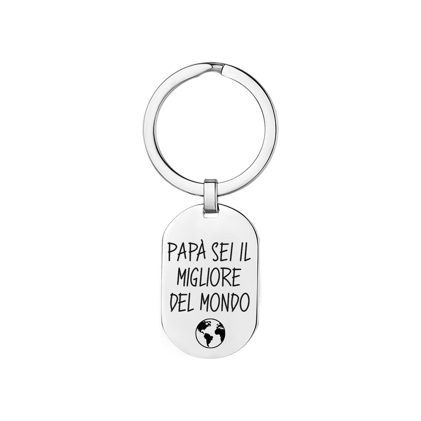 LLAVERO DE HOMBRE DE ACERO CON ESMALTE NEGRO "PAPI ERES EL MEJOR DEL MUNDO"