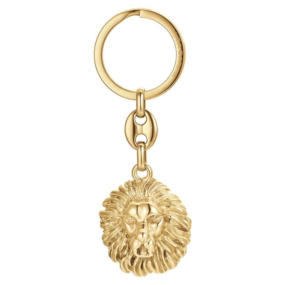 LLAVERO DE ACERO CABEZA DE LEÓN DE ORO IP PARA HOMBRE