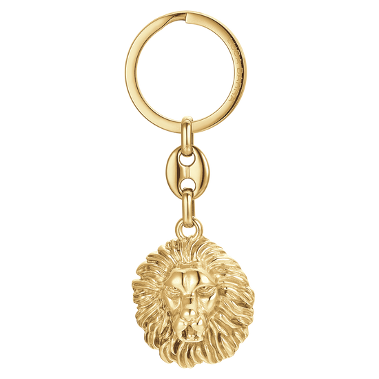LLAVERO DE ACERO CABEZA DE LEÓN DE ORO IP PARA HOMBRE