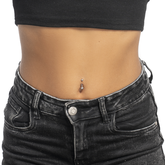 PIERCING OMBELICO DONNA IN ACCIAIO CON SFERE IN ACCIAIO