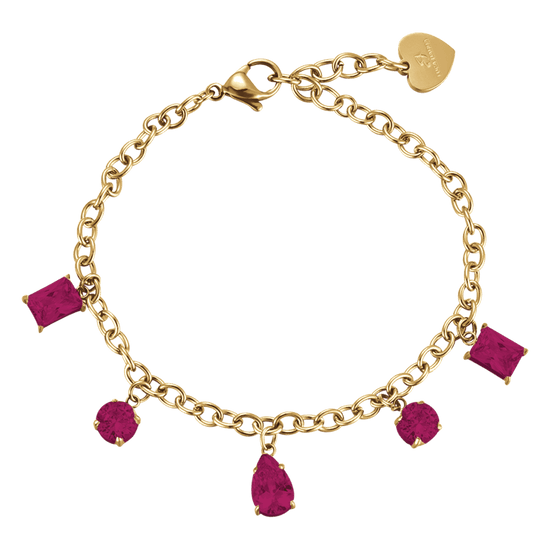 PULSERA DE ACERO DE ORO PARA MUJER CON CRISTALES Luca Barra