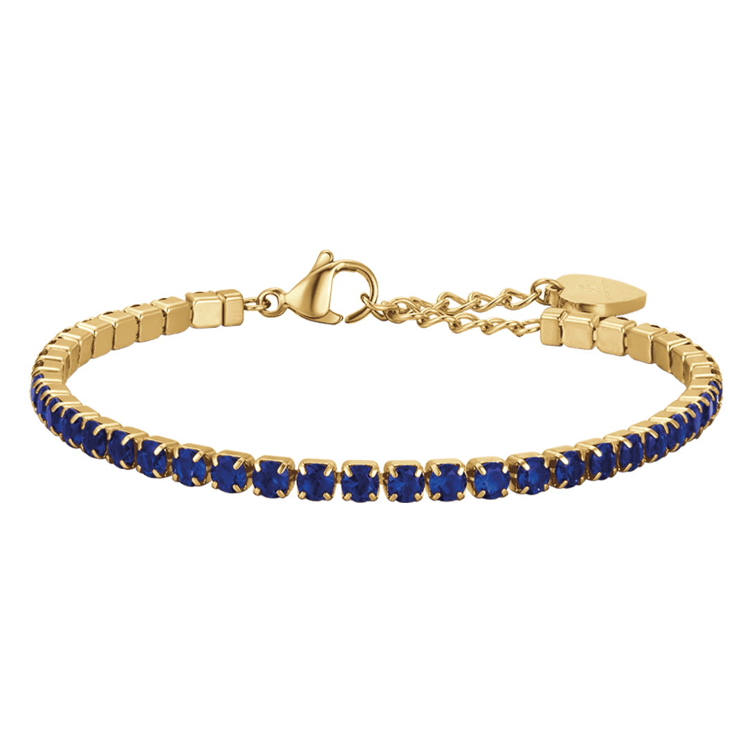 PULSERA DE TENIS PARA MUJERES EN ACERO ORO IP CON CRISTALES AZULES Luca Barra