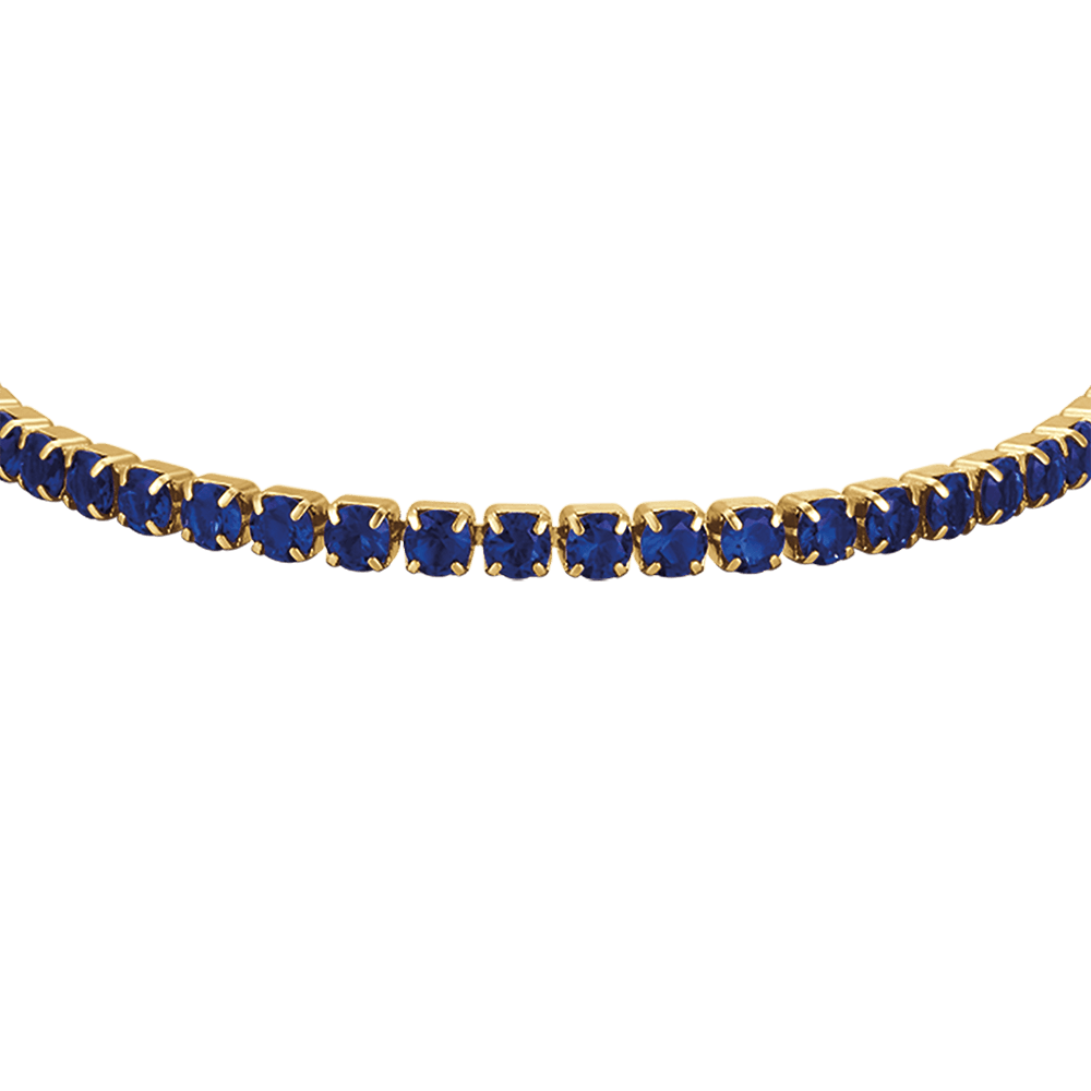 PULSERA DE TENIS PARA MUJERES EN ACERO ORO IP CON CRISTALES AZULES Luca Barra